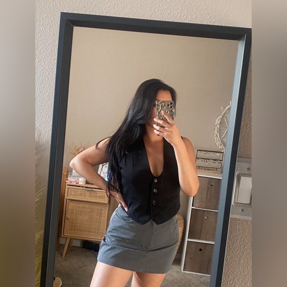 Dark Gray Mini Bodycon Business Attire Casual Going Out Skirt - Picture 2 of 7